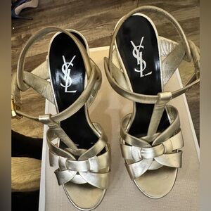 Yves Saint Laurent Metallic Gold Sandals
